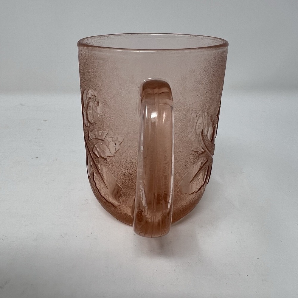 Arcoroc Coffee Cup France Vintage Frosted Pink Rosealine Rose Set Of 8 - Picture 4 of 5